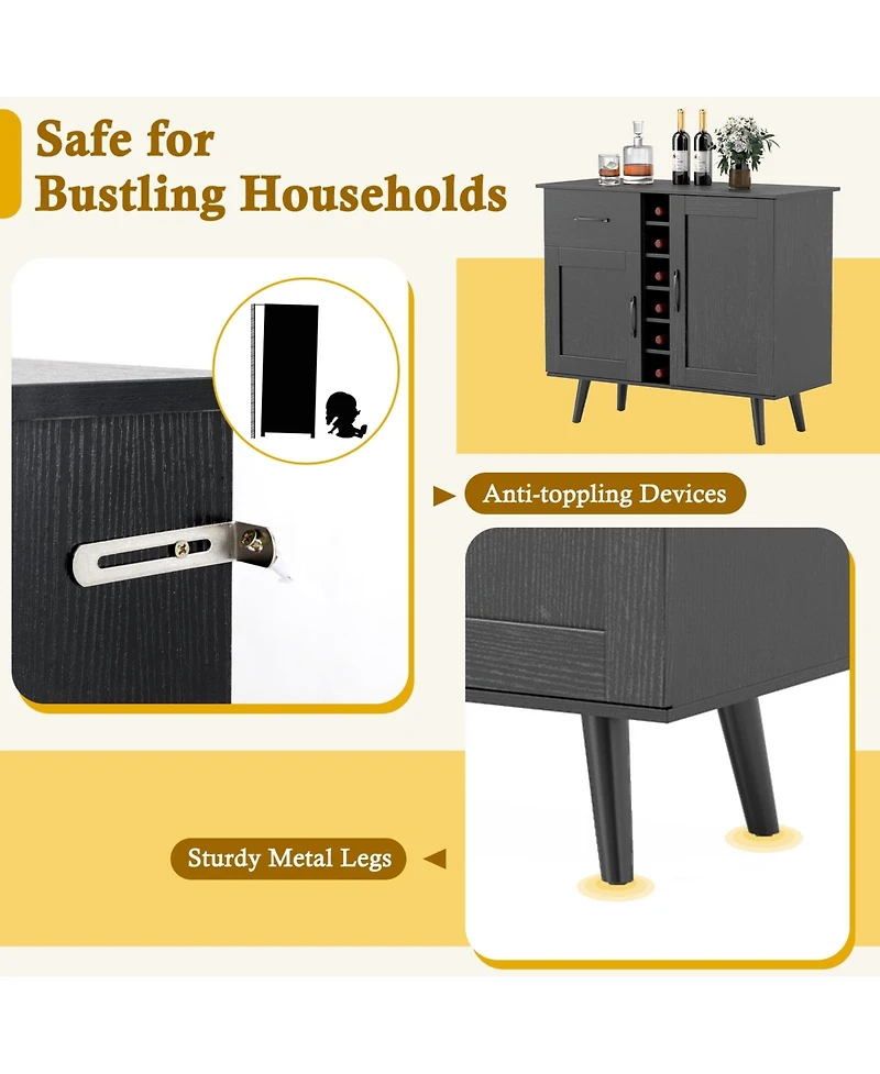 Slickblue Wine Buffet Cabinet with Built 6 Bottle Rack for Dining Room