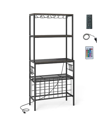 Slickblue Wine Organizer with Built Power Outlet and Bottle Storage Rack