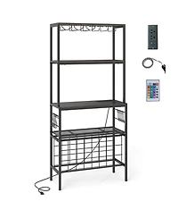 Slickblue Wine Organizer with Built Power Outlet and Bottle Storage Rack