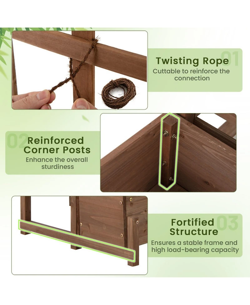 Gouun 2-Tier Elevated Planter Box with Climbing Trellis