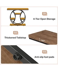 Tribesigns 41.3" Console Table, 4-Tier Media Console with Circle Metal Frame, Industrial Sofa Table