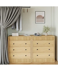 gaomon Fluted 3 Drawer Wooden Dresser, 31.5" Wide Modern Nightstand Storage Cabinet for Bedroom