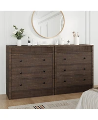 gaomon Fluted 3 Drawer Wooden Dresser, 31.5" Wide Modern Nightstand Storage Cabinet for Bedroom