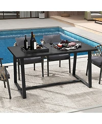 Gouun Large Dining Table with Metal Frame and Anti-Slip Foot Pads