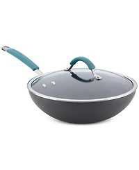 Rachael Ray Cucina Hard-Anodized 11" Stir-Fry Pan with Lid
