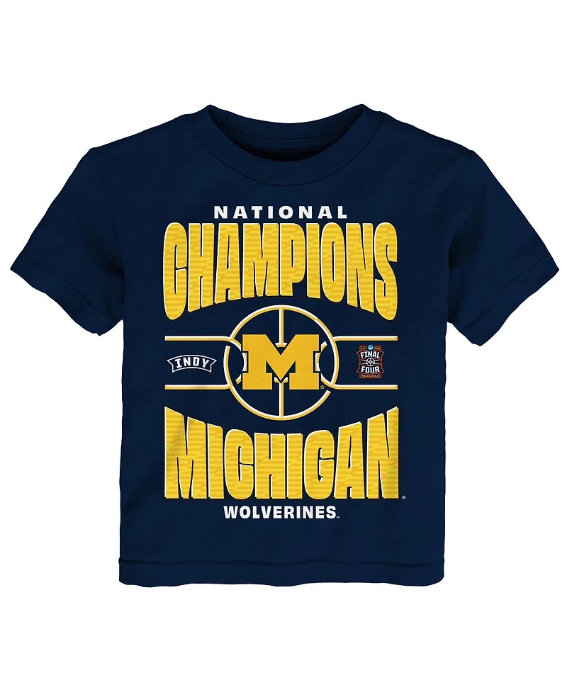 Outerstuff Toddler Navy Michigan Wolverines 2026 Ncaa Men's Basketball National Champions Bracket T-Shirt