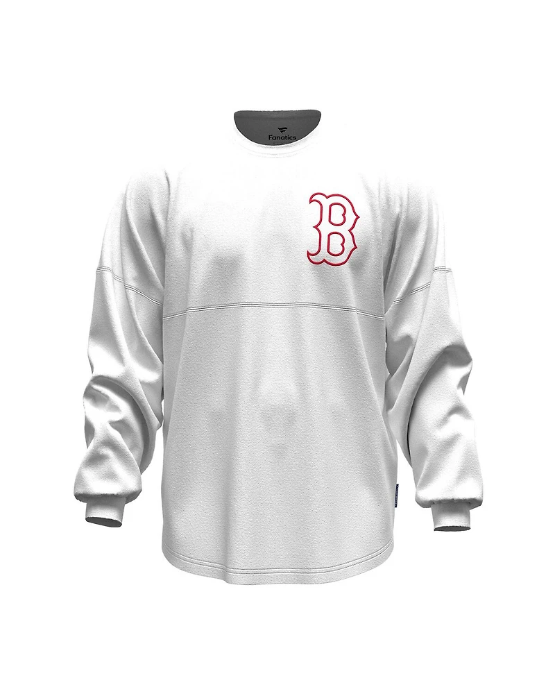 Fanatics Women's White Boston Red Sox Baseball Stitch Spirit Jersey Long Sleeve T-Shirt