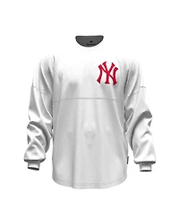 Fanatics Women's White New York Yankees Baseball Stitch Spirit Jersey Long Sleeve T-Shirt