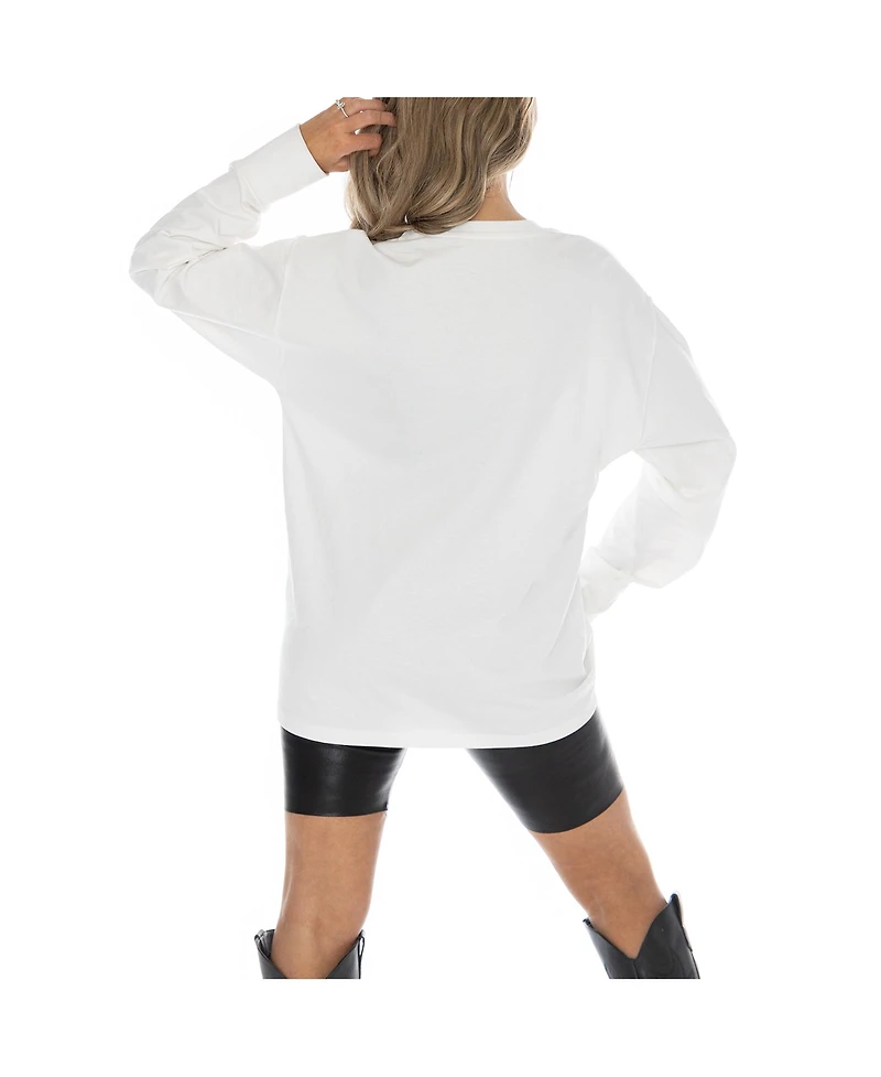 Gameday Couture Women's White Pace University Setters Big Goals Oversized Long Sleeve T-Shirt