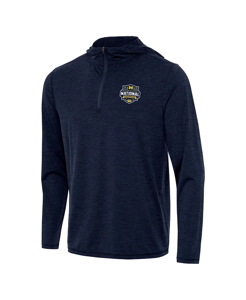 Antigua Men's Navy Michigan Wolverines 2026 Ncaa Men's Basketball National Champions Tidy Quarter-Zip Hoodie