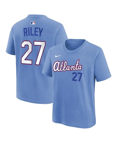 Nike Big Boys and Girls Austin Riley Light Blue Atlanta Braves 2026 City Connect Name Number T-Shirt