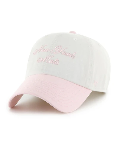 '47 Brand Women's White/Pink New York Mets Gelato Two-Tone Clean Up Adjustable Hat