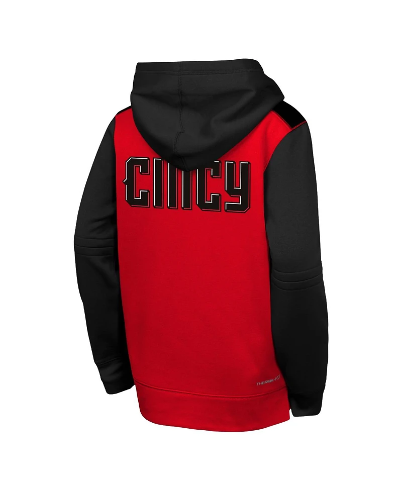 Nike Big Boys and Girls Red/Black Cincinnati Reds 2026 City Connect Authentic Collection Therma-fit Hoodie