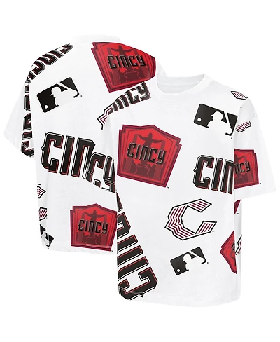 Outerstuff Big Boys and Girls White Cincinnati Reds 2026 City Connect Circus Catch T-Shirt