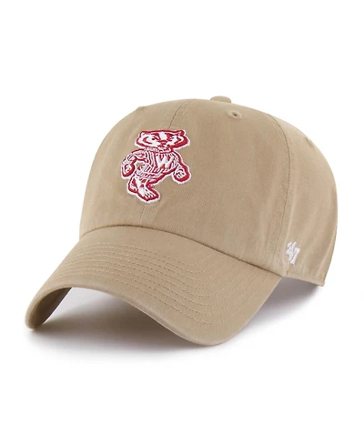 '47 Brand Men's Khaki Wisconsin Badgers Vault Clean Up Adjustable Hat