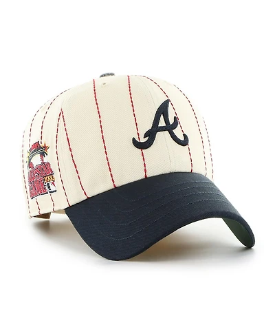 '47 Brand x Rawlings Men's Natural/Navy Atlanta Braves Pinstripe Clean Up Adjustable Hat