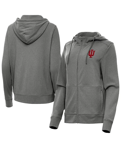 Antigua Women's Heather Black Indiana Hoosiers Seeker Full-Zip Hoodie Jacket
