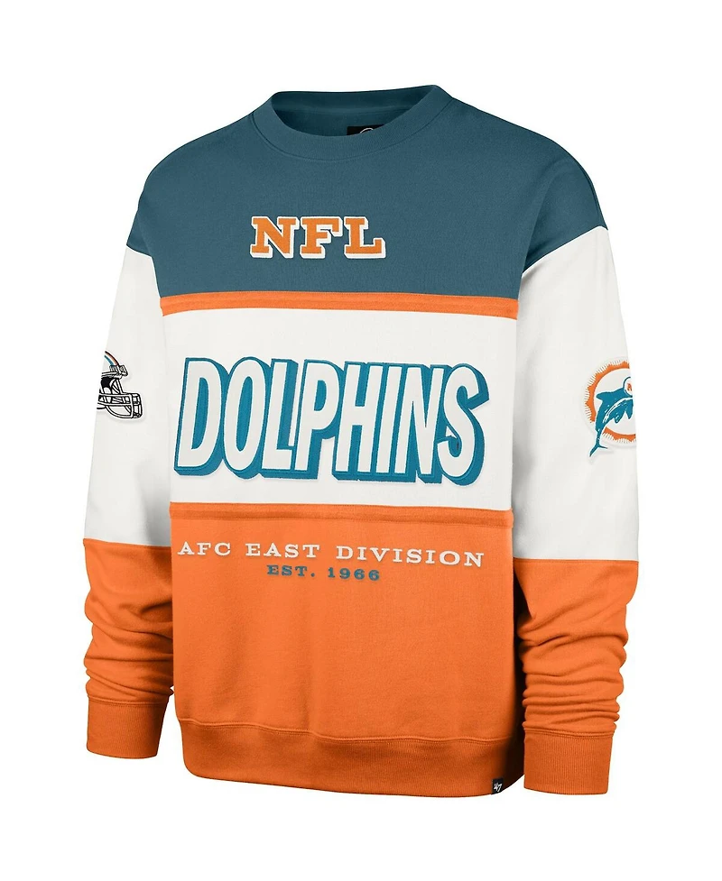 '47 Brand Men's Aqua/Orange Miami Dolphins Throwback Breeze Maximalist Sweatshirt