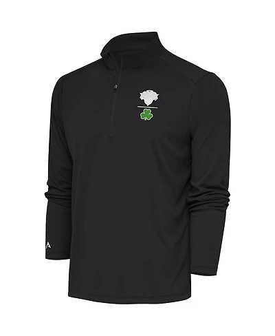 Antigua Men's Charcoal New York Knicks Shamrock Tribute Quarter-Zip Pullover Top