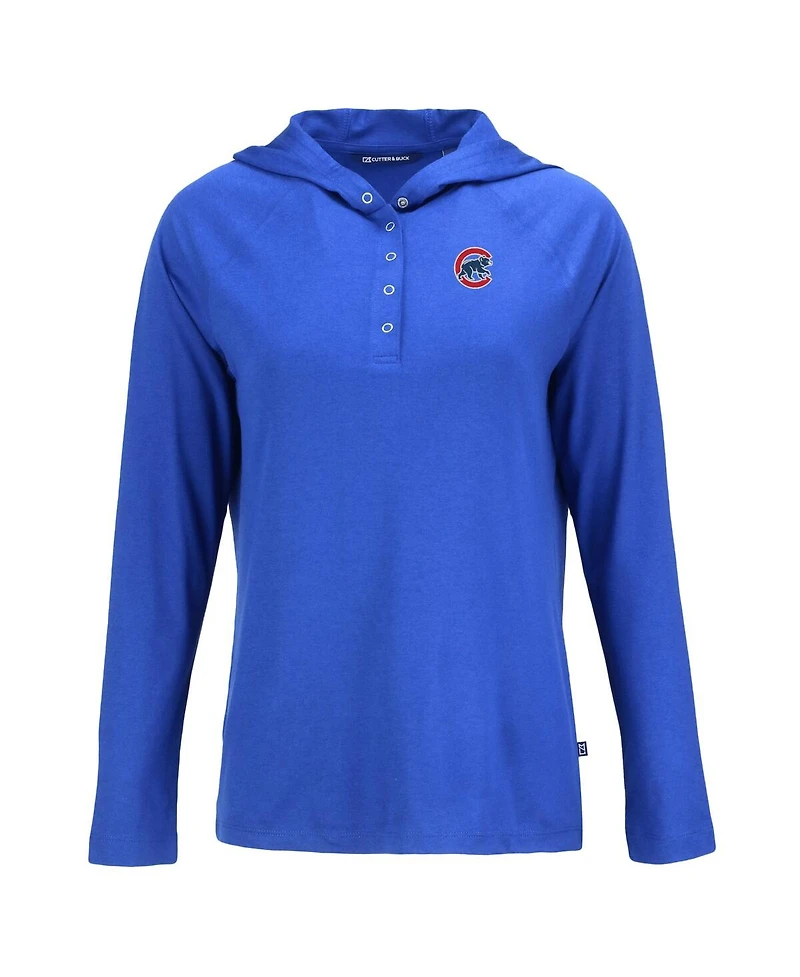 Cutter & Buck Women's Royal Chicago Cubs Coastline Epic Comfort Eco Hoodie Raglan Long Sleeve T-Shirt