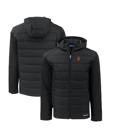 Cutter & Buck Men's Black San Francisco Giants Evoke Hybrid Eco Softshell Full-Zip Hoodie