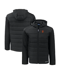 Cutter & Buck Men's Black San Francisco Giants Evoke Hybrid Eco Softshell Full-Zip Hoodie