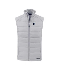 Cutter & Buck Men's Gray New York Yankees Evoke Hybrid Eco Softshell Full-Zip Vest
