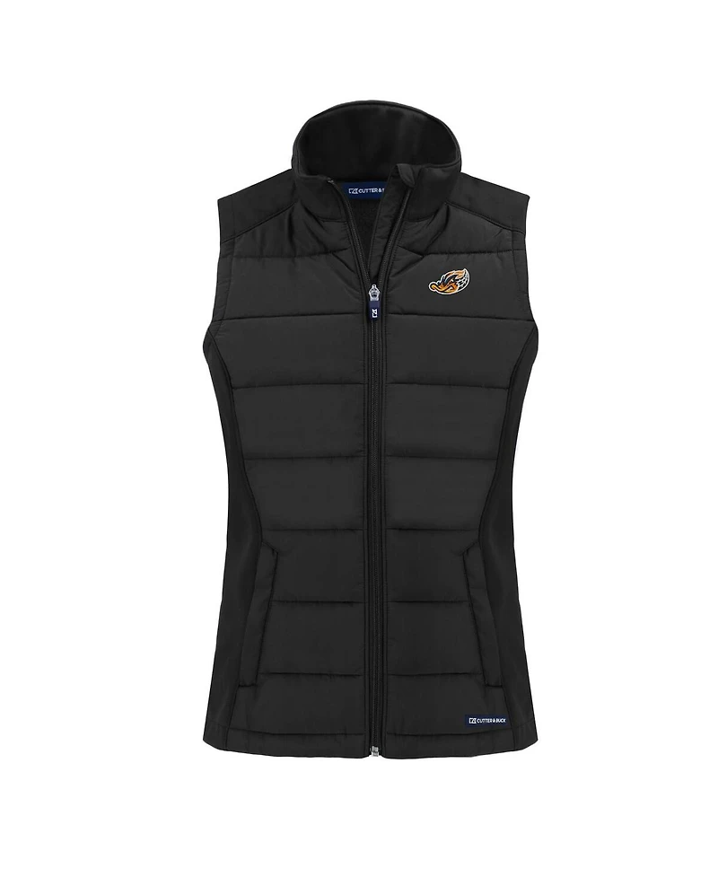 Cutter & Buck Women's Black Akron RubberDucks Evoke Hybrid PrimaLoft Eco Softshell Full-Zip Vest
