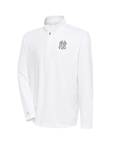 Antigua Men's White New York Yankees Metallic Tribute Quarter-Zip Top
