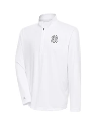 Antigua Men's White New York Yankees Metallic Tribute Quarter-Zip Top