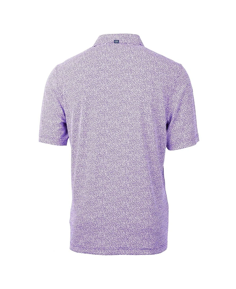 Cutter & Buck Men's Purple Lsu Tigers Alumni Logo DryTec Virtue Eco Pique Botanical Print Polo Shirt
