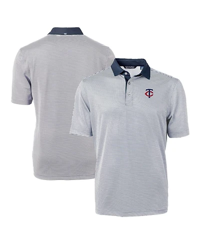 Cutter & Buck Men's Navy/White Minnesota Twins Virtue Eco Pique Micro Stripe Polo Shirt