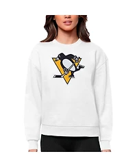 Antigua Women's White Pittsburgh Penguins Primary Logo Team Victory Crewneck Pullover Sweatshirt