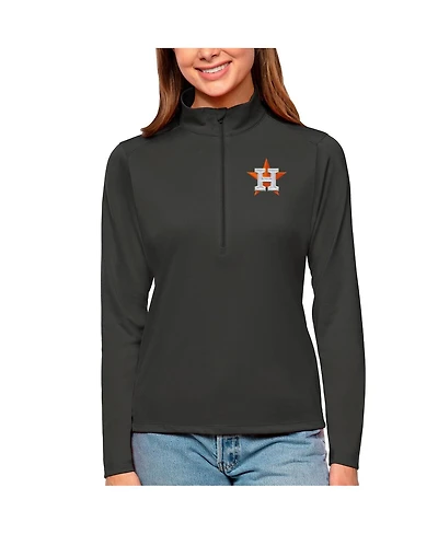 Antigua Women's Charcoal Houston Astros Tribute Quarter-Zip Pullover Top