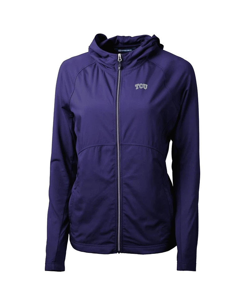 Cutter & Buck Women's Purple Tcu Horned Frogs Adapt Eco Knit Full-Zip Hoodie