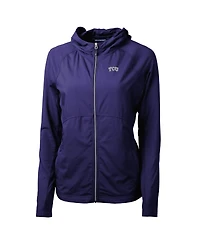 Cutter & Buck Women's Purple Tcu Horned Frogs Adapt Eco Knit Full-Zip Hoodie