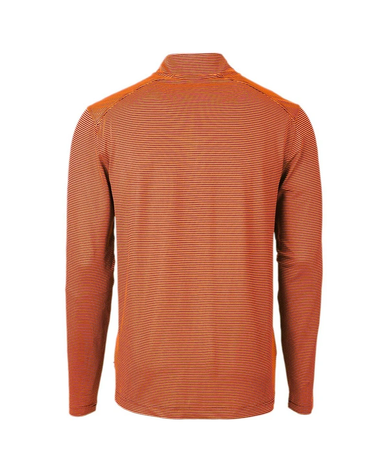 Cutter & Buck Men's Orange/Navy Detroit Tigers Virtue Eco Pique Micro Stripe Quarter-Zip Pullover Top