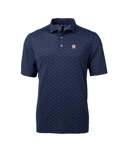 Cutter & Buck Men's Navy Houston Astros Big Tall Virtue Eco Pique Tile Print Polo Shirt