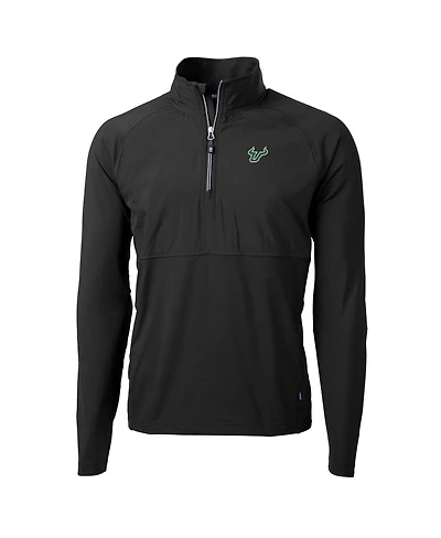 Cutter & Buck Men's Black South Florida Bulls Adapt Eco Knit Hybrid Quarter-Zip Pullover Top