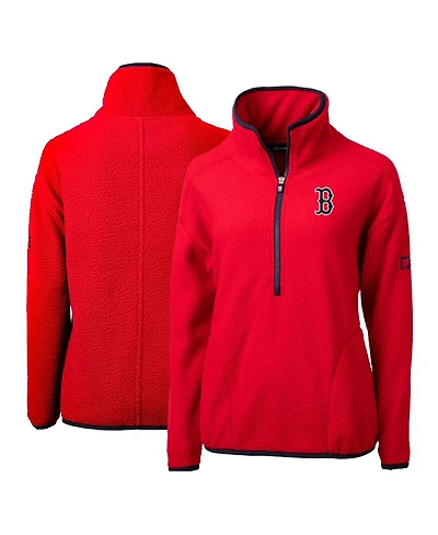 Cutter & Buck Women's Red Boston Sox Cascade Eco Sherpa Fleece Quarter-Zip Pullover Jacket