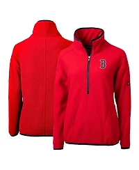 Cutter & Buck Women's Red Boston Sox Cascade Eco Sherpa Fleece Quarter-Zip Pullover Jacket