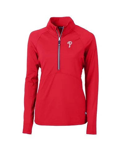 Cutter & Buck Women's Red Philadelphia Phillies Adapt Eco Knit Stretch Half-Zip Pullover Top