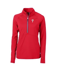 Cutter & Buck Women's Red Philadelphia Phillies Adapt Eco Knit Stretch Half-Zip Pullover Top