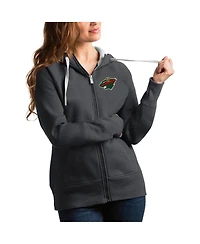 Antigua Women's Charcoal Minnesota Wild Victory Full-Zip Hoodie