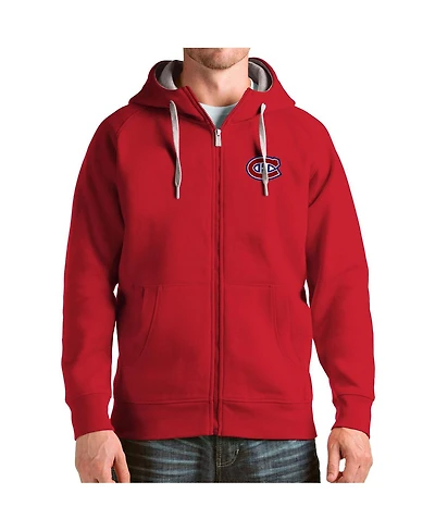 Antigua Men's Red Montreal Canadians Logo Victory Full-Zip Hoodie