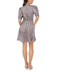 CeCe Women's Open Collar Ruffle Detail Wrap Dress