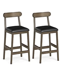 Slickblue Modern Bar Stools Set of 2 with Upholstered Seat, Rubber Wood Legs and Footrest