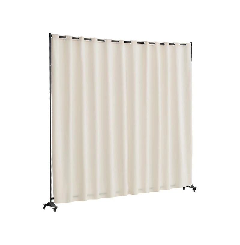 Sugift Portable Panel Room Divider with Wheels, 121.5 x 17.7 x 96.7 in Freestanding Curtain Divider Privacy Screen for Office Bedroom