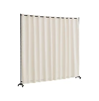 Sugift Portable Panel Room Divider with Wheels, 121.5 x 17.7 x 96.7 in Freestanding Curtain Divider Privacy Screen for Office Bedroom