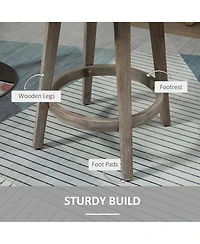 Homcom Fabric Bar stools Set of 2 Stools for Kitchen Counter with Nailhead Trim, White
